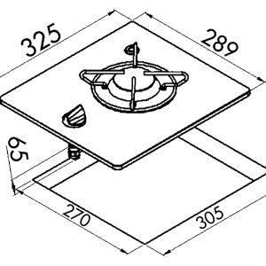 Vgradna plinska kuhalna plošča iz stekla