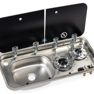 Kombinacija kuhalnika in pomivalnega korita – z 2-delno stekleno ploščo