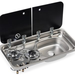 Kombinirani kuhalnik s pomivalnim koritom – 2-delni stekleni pokrov