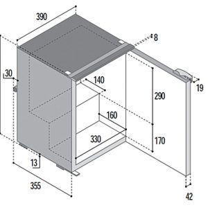 Kompresorski hladilnik C39i - 39 l - Siva