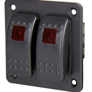 Carbest alu stikalna plošča z dvema preklopnima stikaloma (12/24 V)